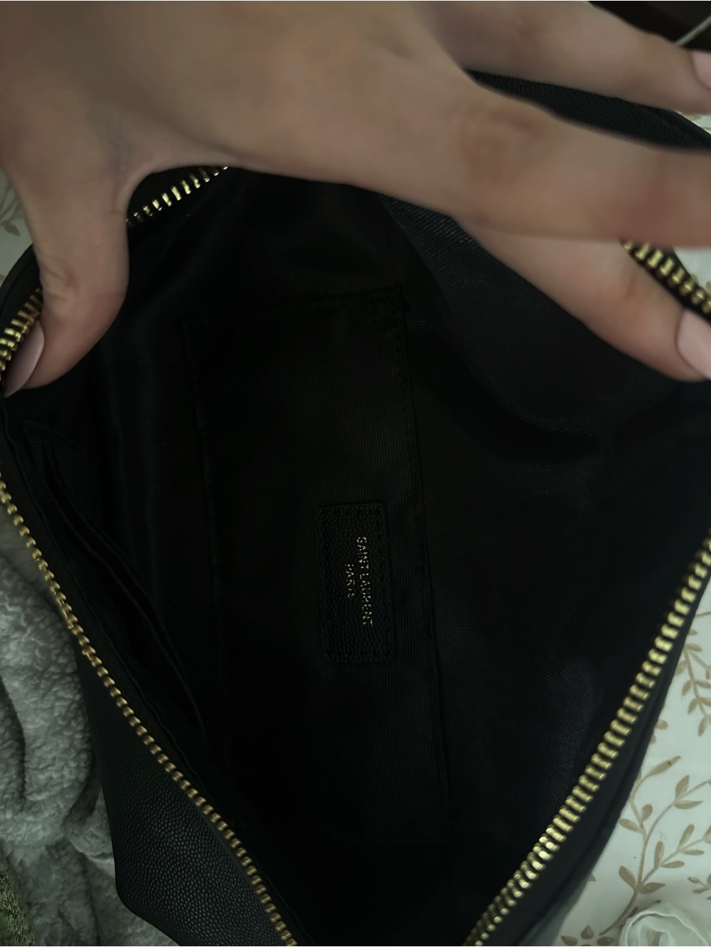 Saint Laurent Black Leather Belt Bag with Gold YSL Emblem - Picture 3 of 6